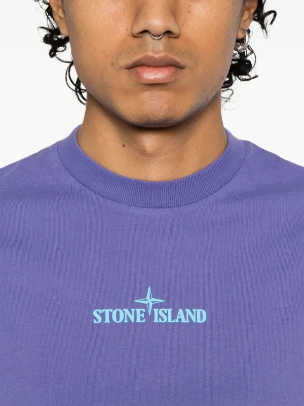 Stone Island logo-embosseed T-shirt Purple FARFETCH EG