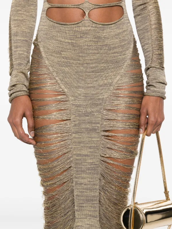 【送料&関税込】Rick Owens Maxi Dress una Rick Owens Luna Maxi Dress | Gold | FARFETCH