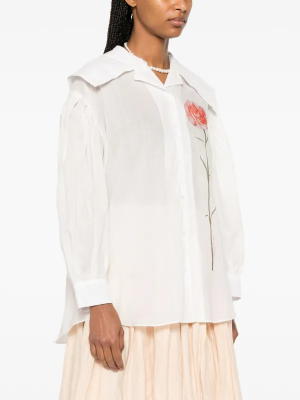 Simone Rocha プリント セーラーカラーシャツ | ホワイト