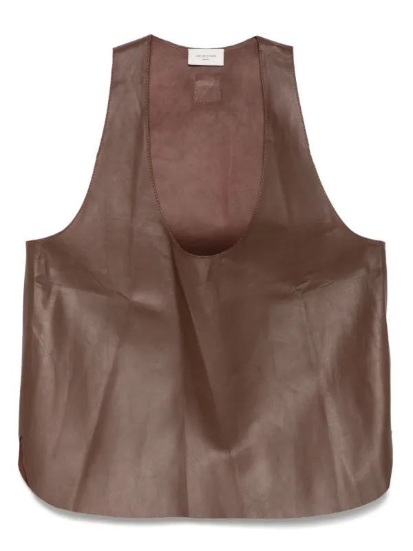 Jacob Cohën Leather Vest in Brown