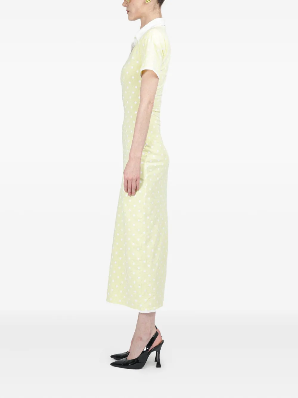 ROWEN ROSE POLKA-DOT JERSEY MIDI DRESS