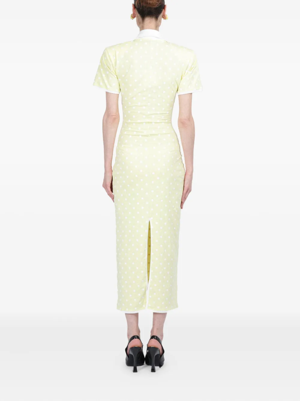 ROWEN ROSE POLKA-DOT JERSEY MIDI DRESS