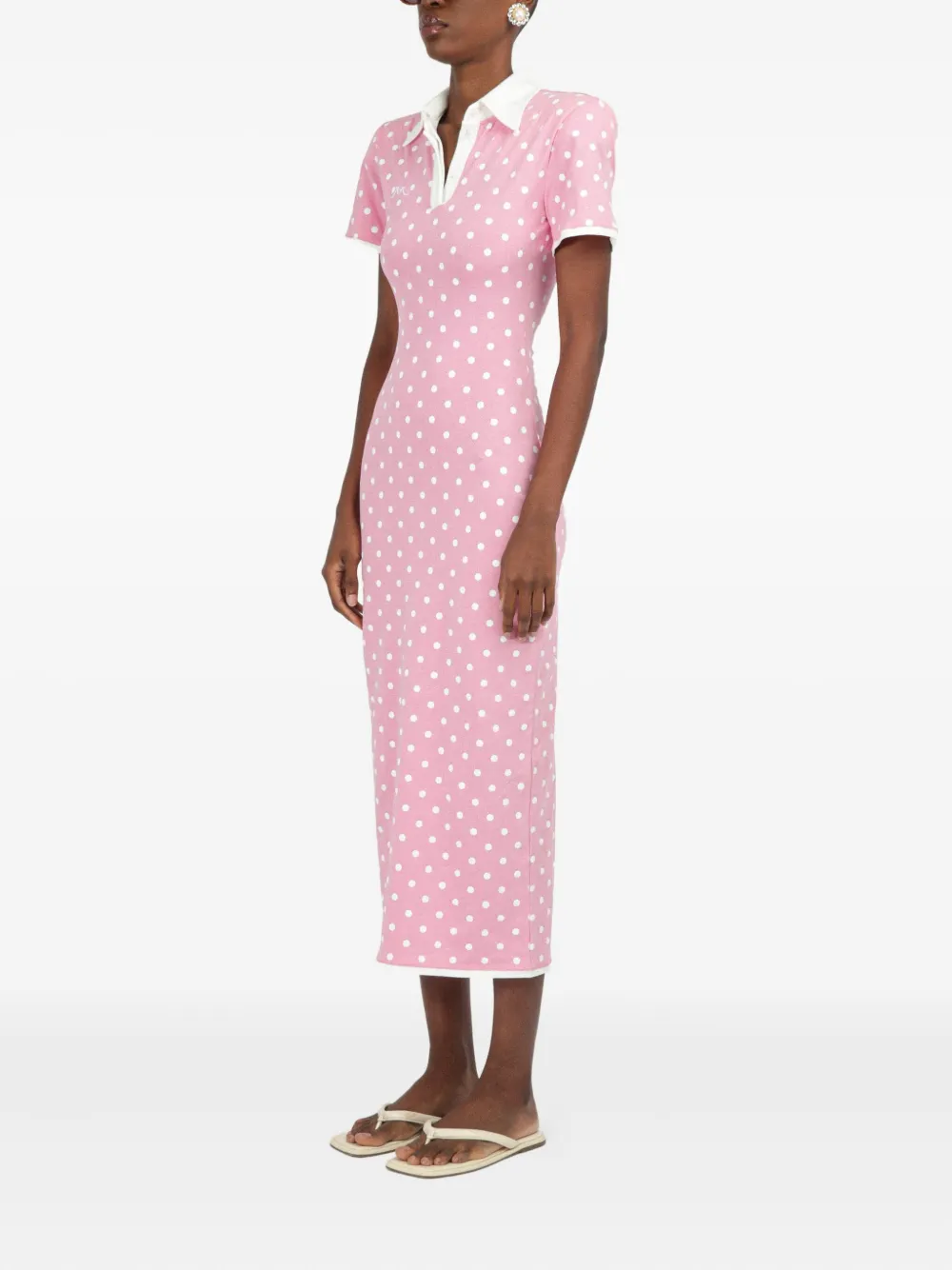 ROWEN ROSE POLKA-DOT JERSEY MIDI DRESS