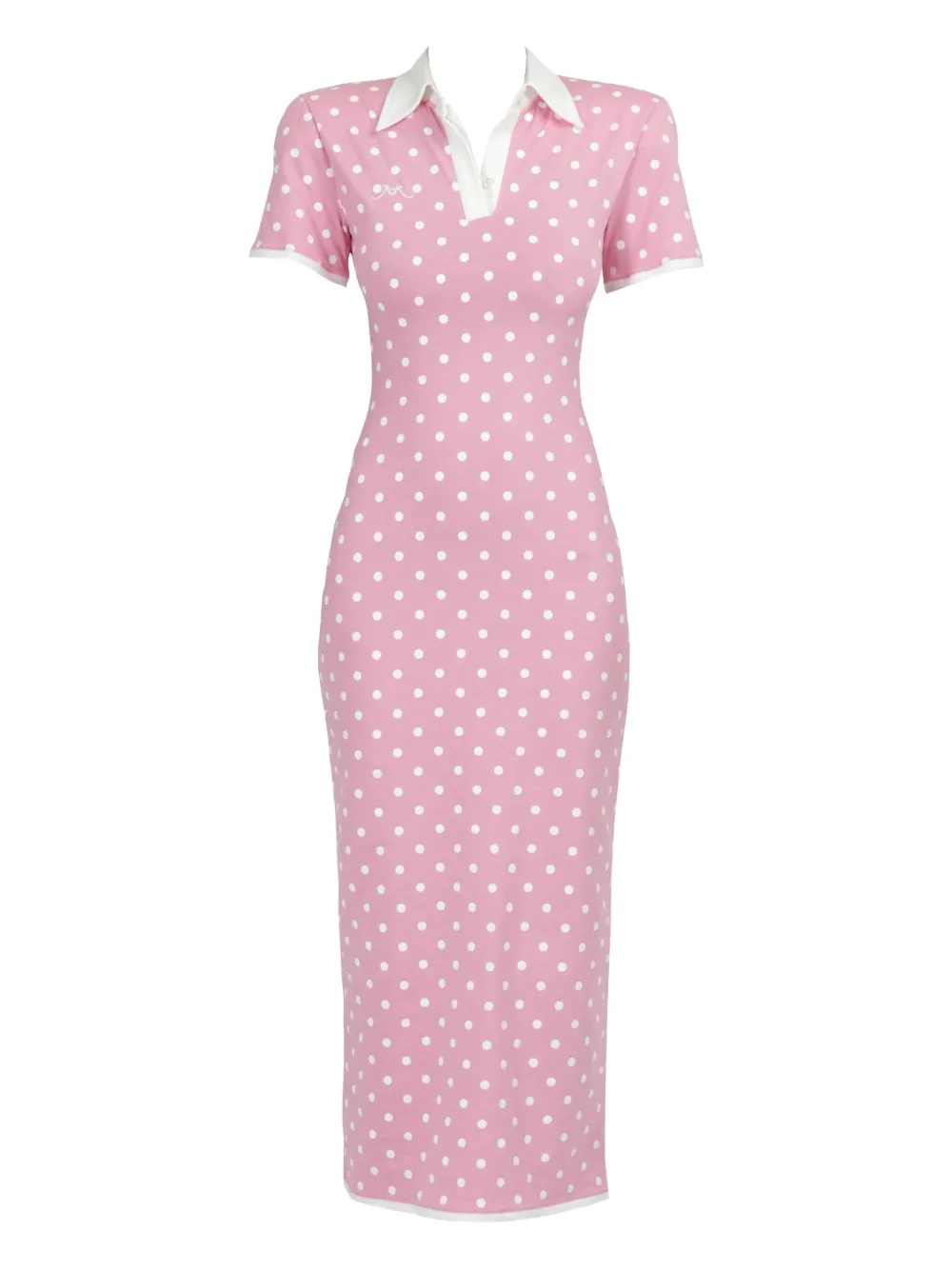 ROWEN ROSE POLKA-DOT JERSEY MIDI DRESS