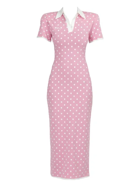 Rowen Rose polka-dot jersey midi dress