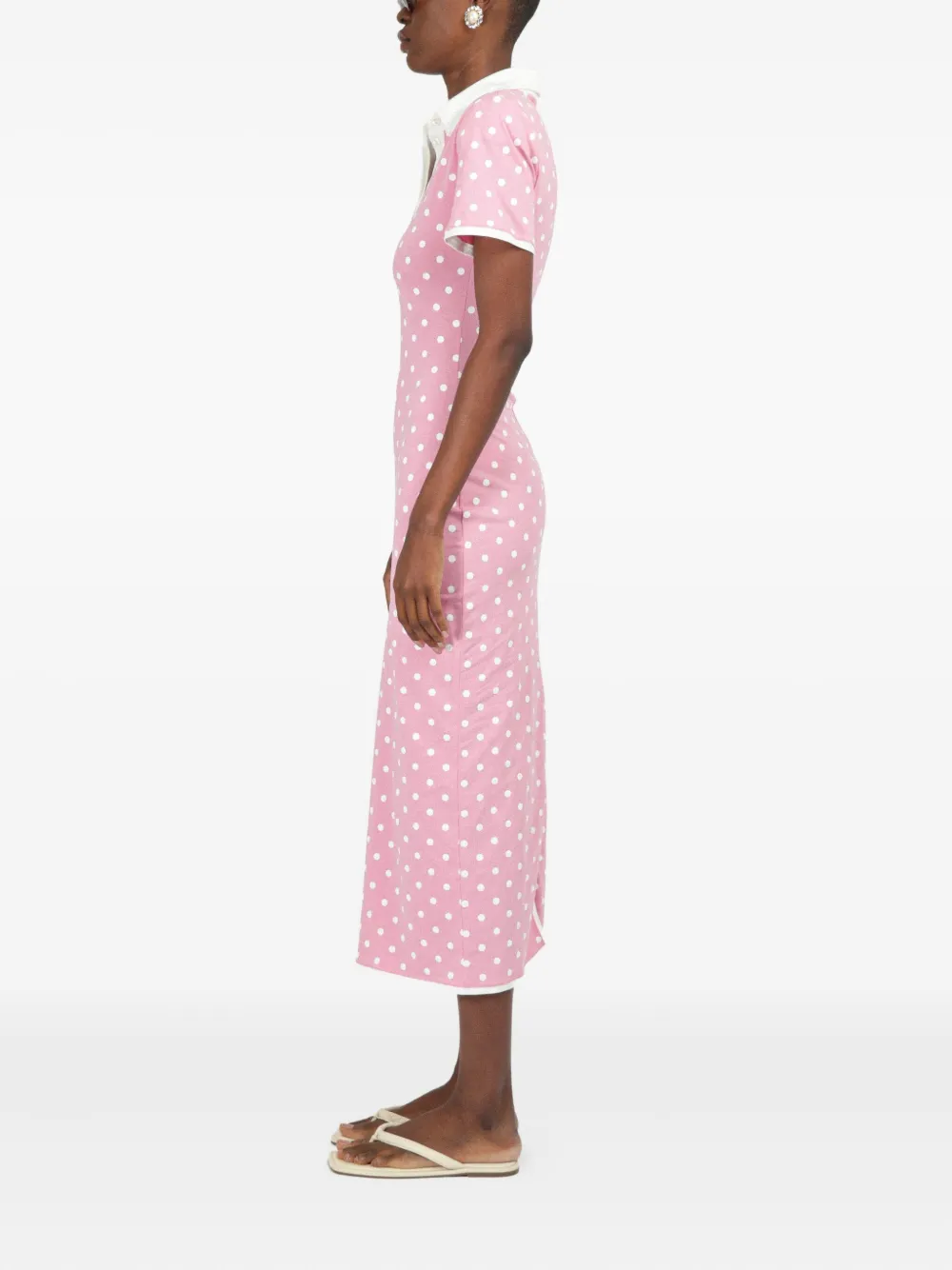 ROWEN ROSE POLKA-DOT JERSEY MIDI DRESS