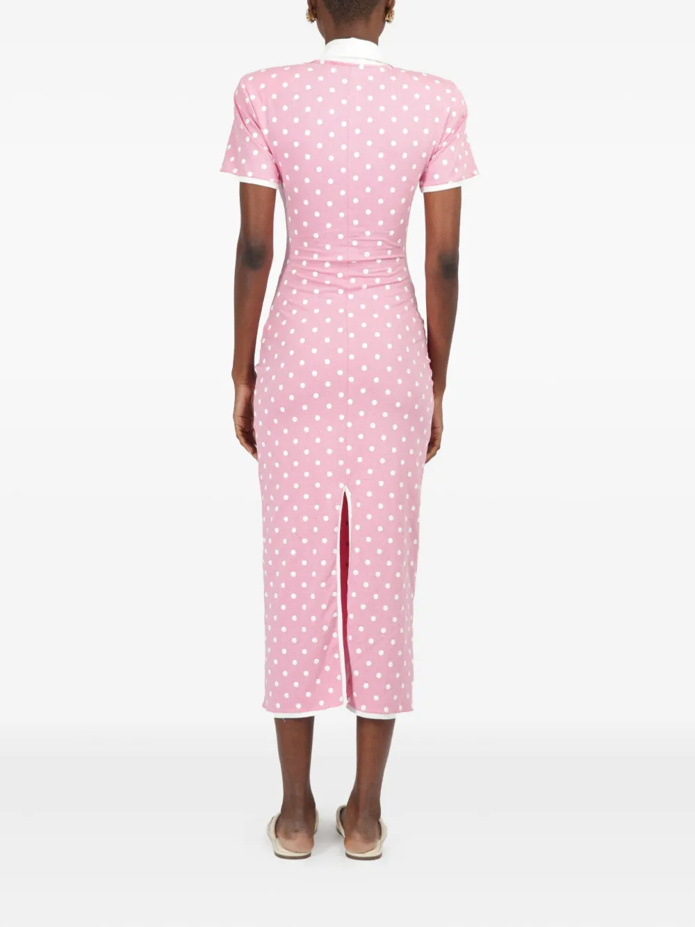 ROWEN ROSE POLKA-DOT JERSEY MIDI DRESS