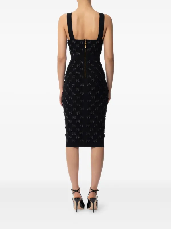 【ELISABETTA FRANCHI】リボン ディティール ミディ丈ドレス Elisabetta Franchi リボンディテール ドレス | ブラック