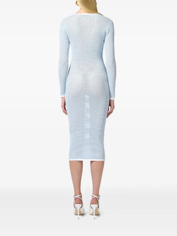 Elisabetta Franchi open-knit Midi Dress | Blue | FARFETCH
