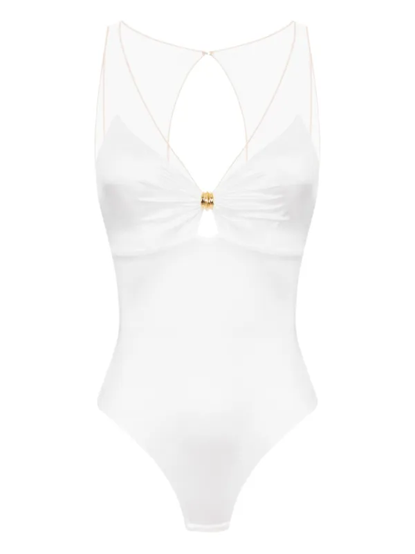 ワンピース水着 ELISABETTA FRANCHI One-piece swimsuit with Logo print Avorio Elisabetta Franchi Woman One-Piece Swimsuit with Logo