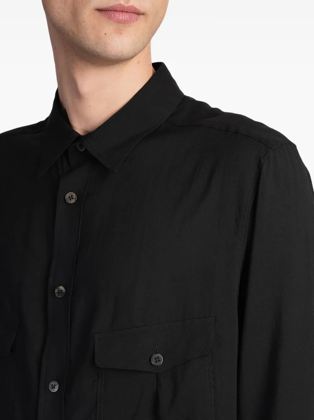 Y's Slim-fit overhemd Zwart