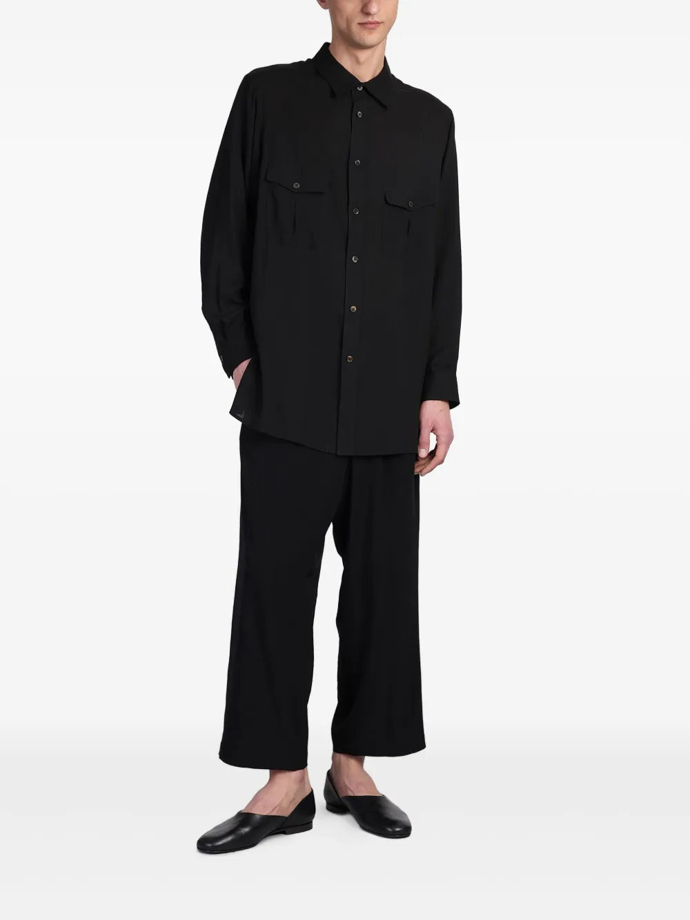 Y's Slim-fit overhemd Zwart