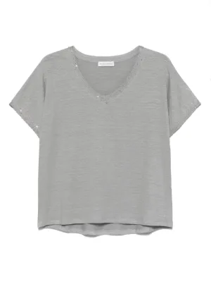 LE TRICOT PERUGIA 売れ筋商品|||ル トリコット ペルージャ Tシャツ トップス レディース Tops Grey LE TRICOT PERUGIA