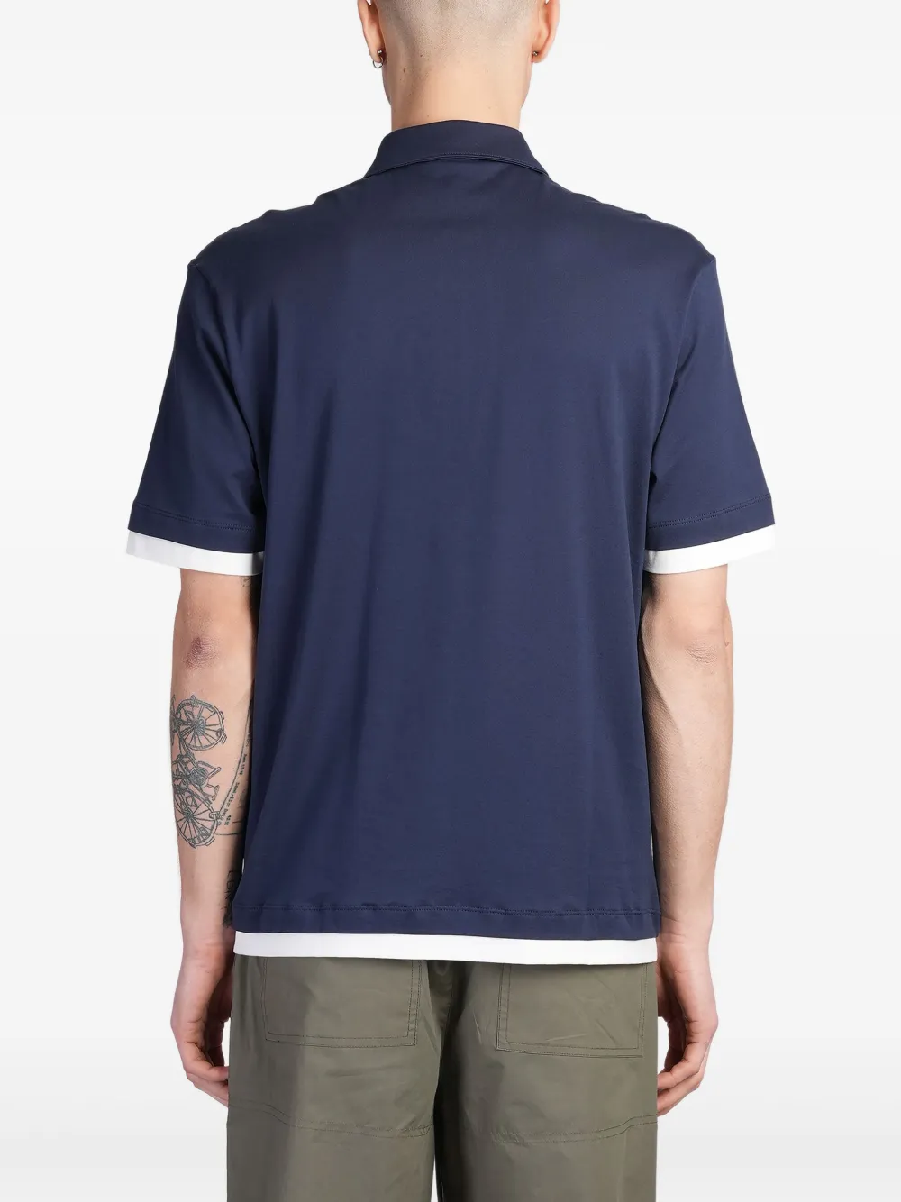 Roberto Collina Poloshirt met contrasterende afwerking Blauw