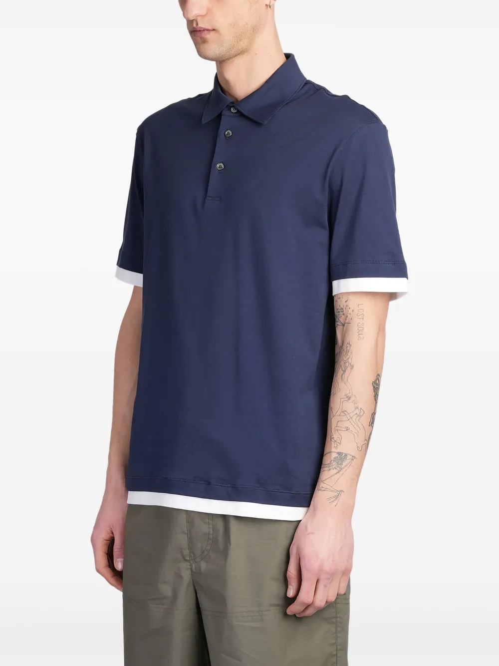 Roberto Collina Poloshirt met contrasterende afwerking Blauw