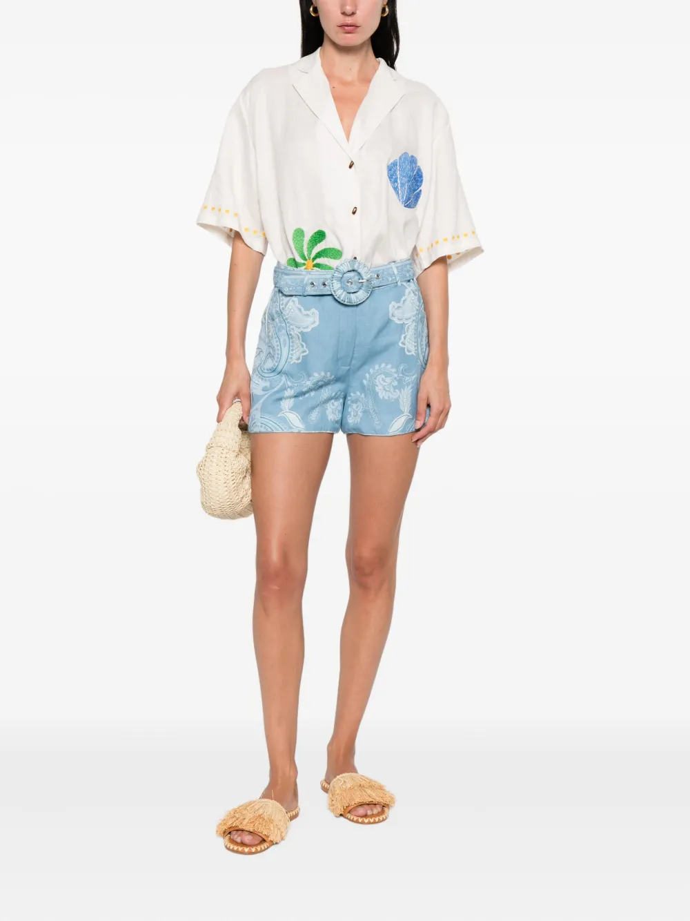 Hemant And Nandita Fiza shorts met paisley-print en ceintuur - Blauw