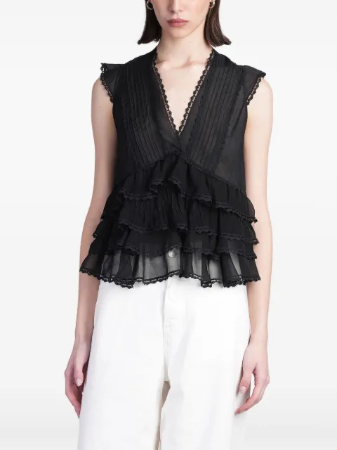 alice + olivia blusa con volantes