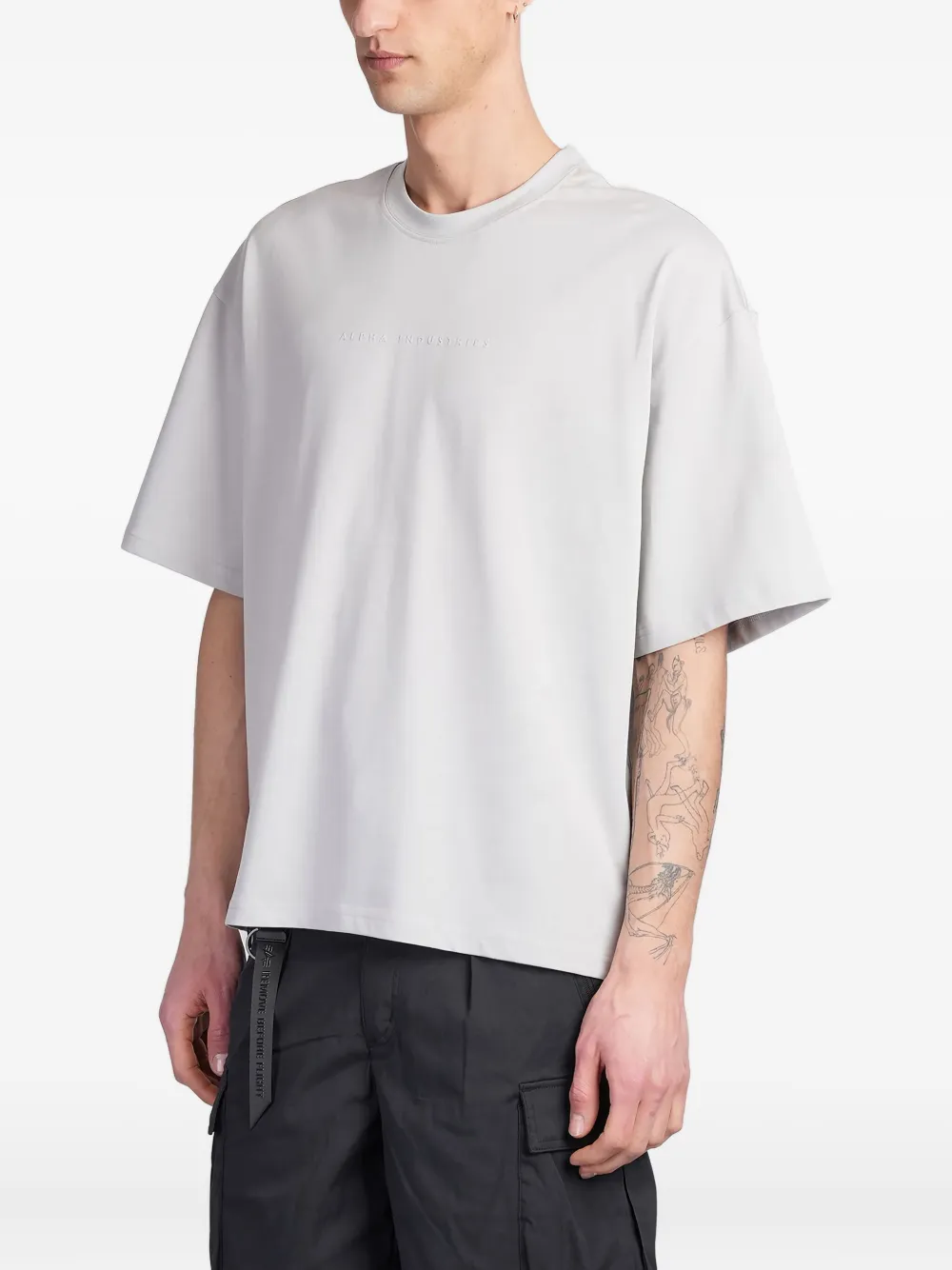 Alpha Industries Katoenen T-shirt met logo-reliëf Grijs