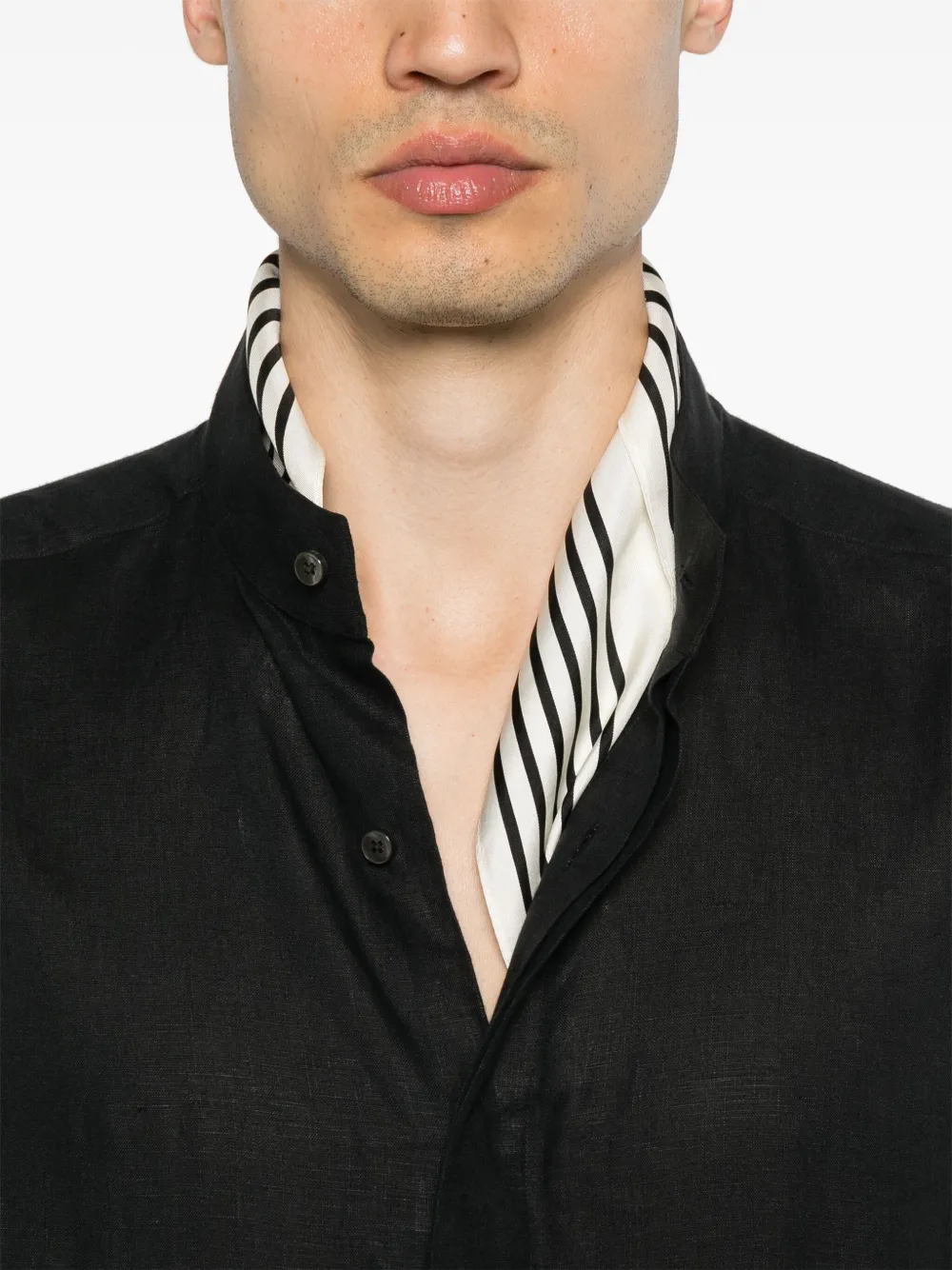 Shop Zegna Linen Shirt In Black