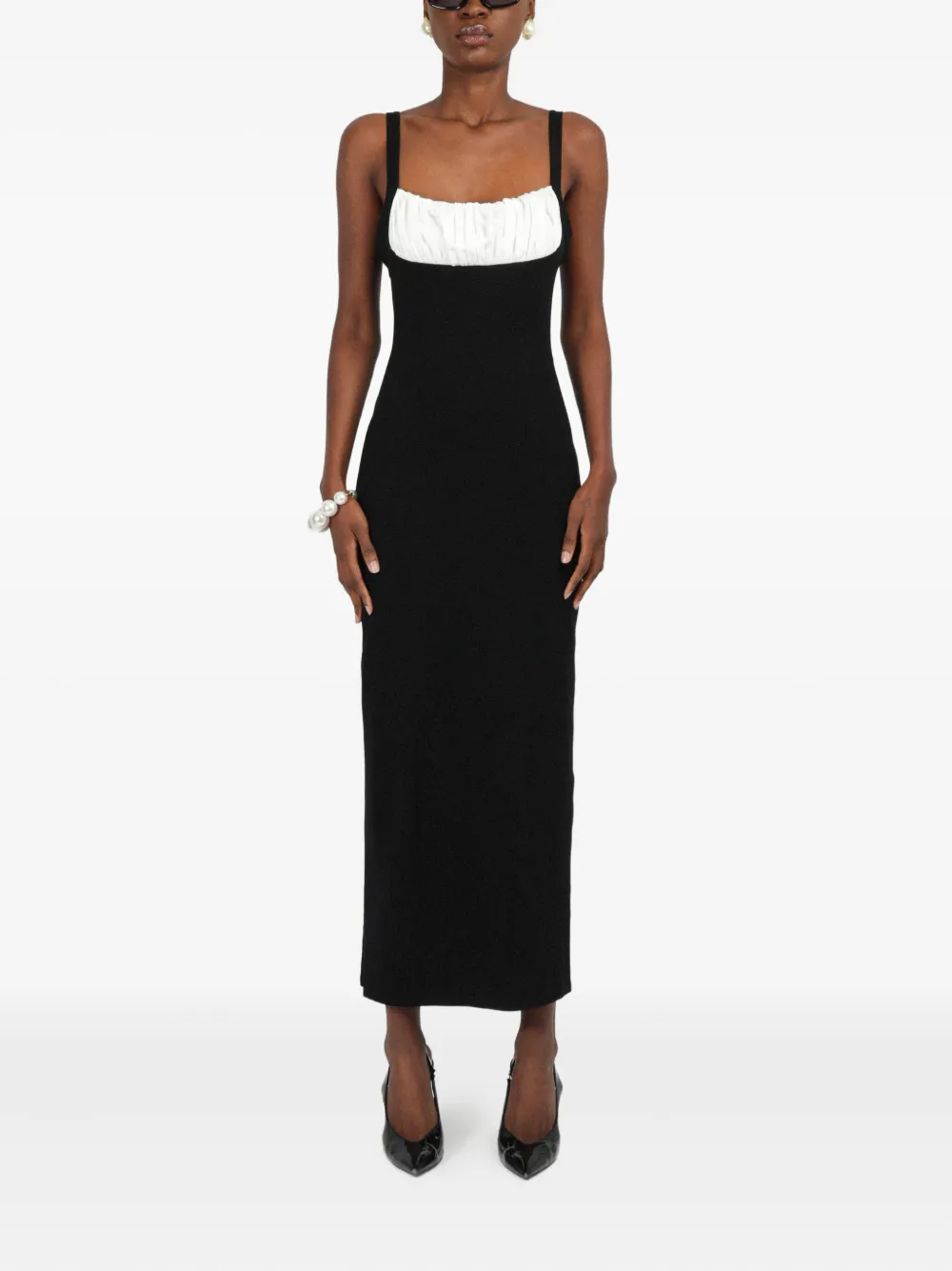 Rowen Rose Mouwloze midi-jurk - Zwart