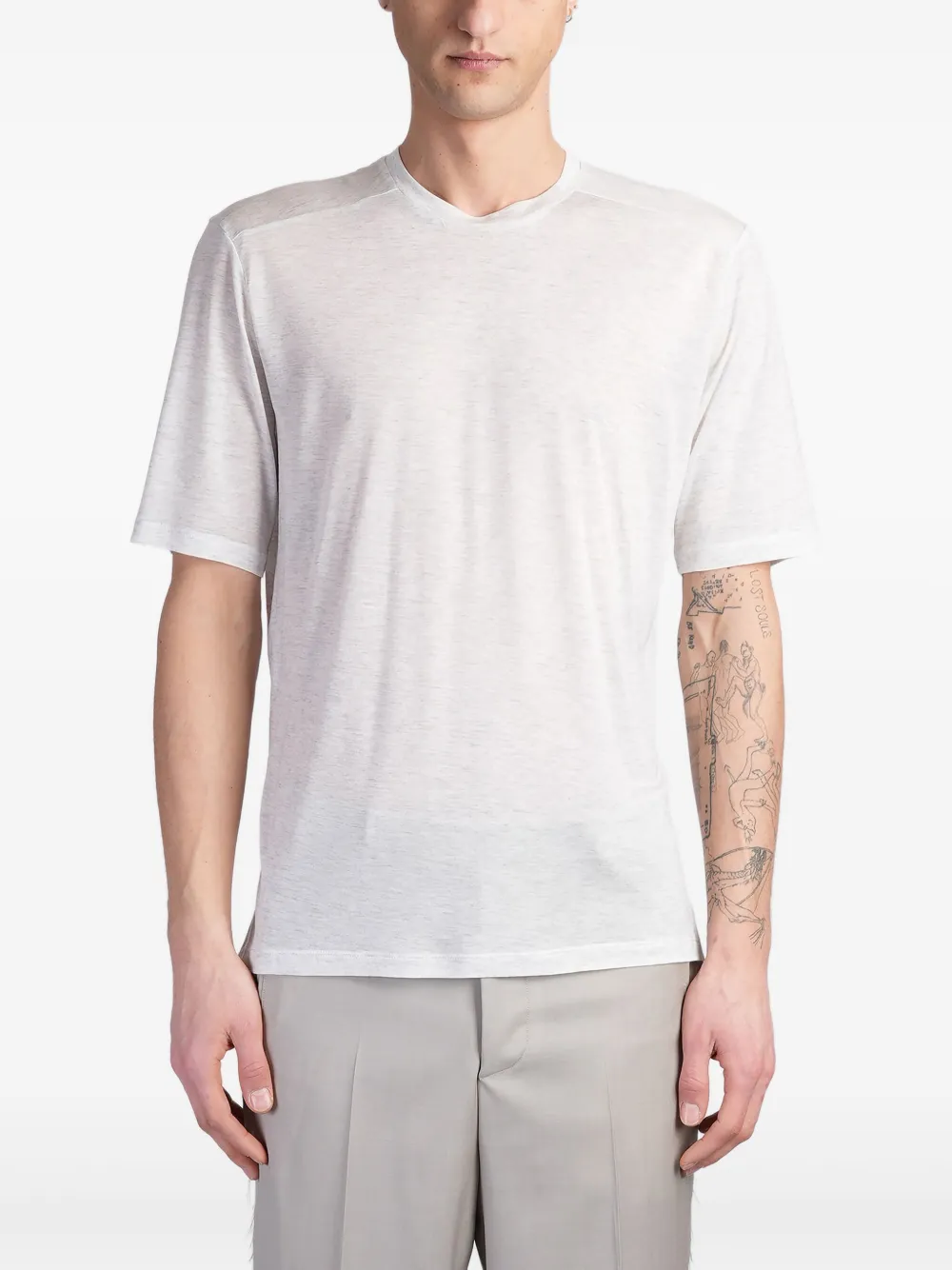 Paura Leyla T-shirt In Grey Cotton In 白色