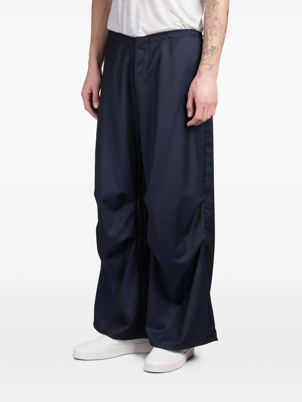 Paura Fan Pants In Blue Wool In Blue
