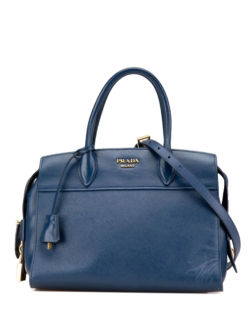 Prada Pre-Owned 2013-2024 サフィアーノ&シティ カーフ エスプラナード サッチェルバッグ - ブルー Prada Pre-Owned 2013-2024 サフィアーノ&シティ カーフ エスプラナード サッチェルバッグ - ブルー