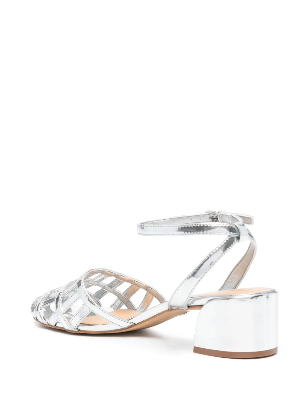 CARRANO 50mm block-heel leather sandals Silver