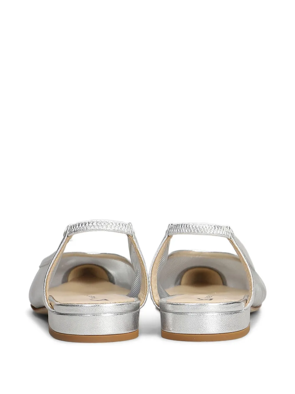 Fabio Rusconi Ballet Flats In Silver Leather And Fabric In 银色