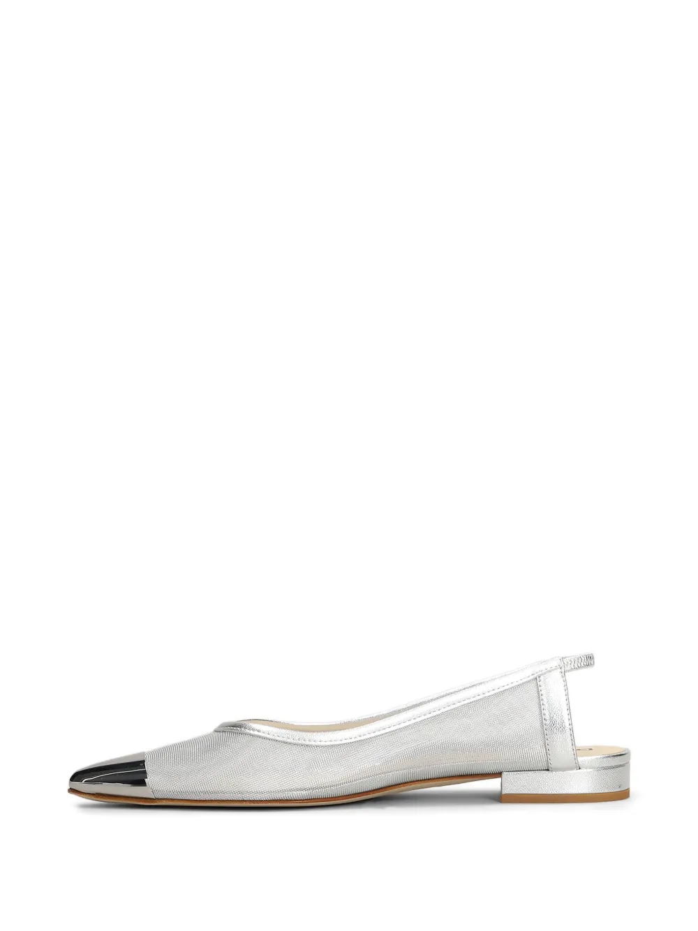 Fabio Rusconi Ballet Flats In Silver Leather And Fabric In 银色