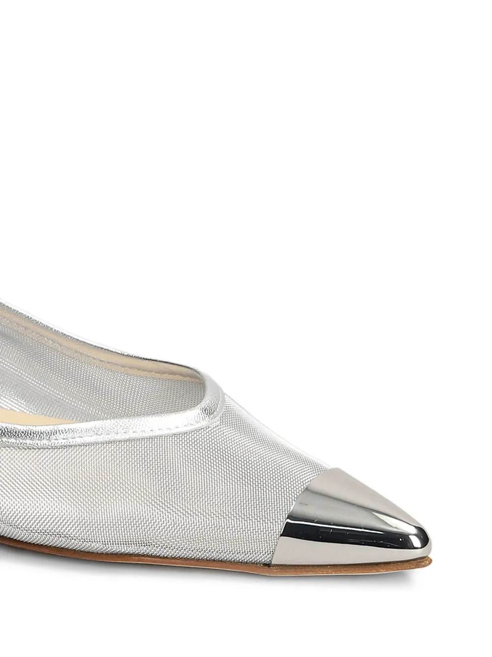 Fabio Rusconi Ballet Flats In Silver Leather And Fabric In 银色