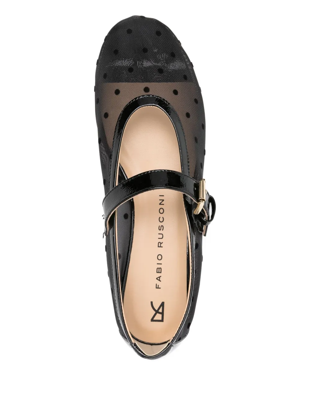 Fabio Rusconi polka-dot mesh ballet flats Zwart