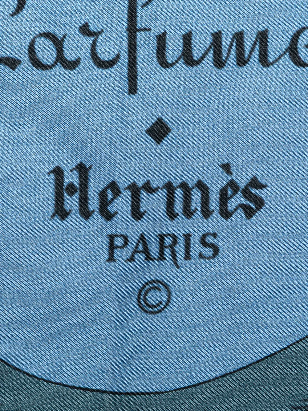 Pre-owned Hermes 1990-2024 Huile Rafraichissante A L Usage De La Toilette Parfumee Silk Scarf Scarves In Blue