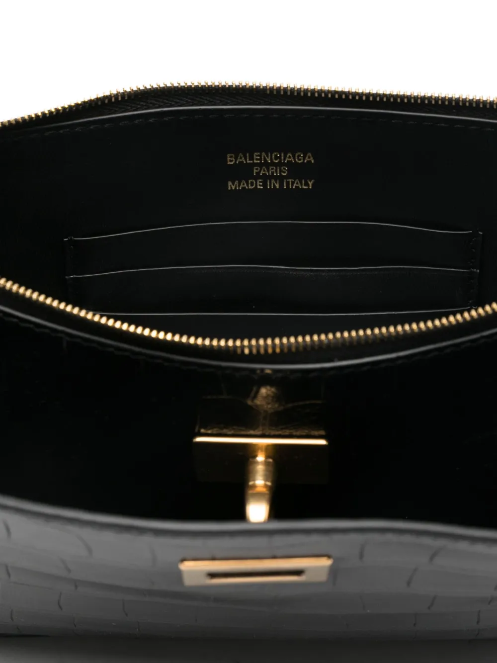 Balenciaga Rodeo Sling Embossed Croc Pochette Bag In Black