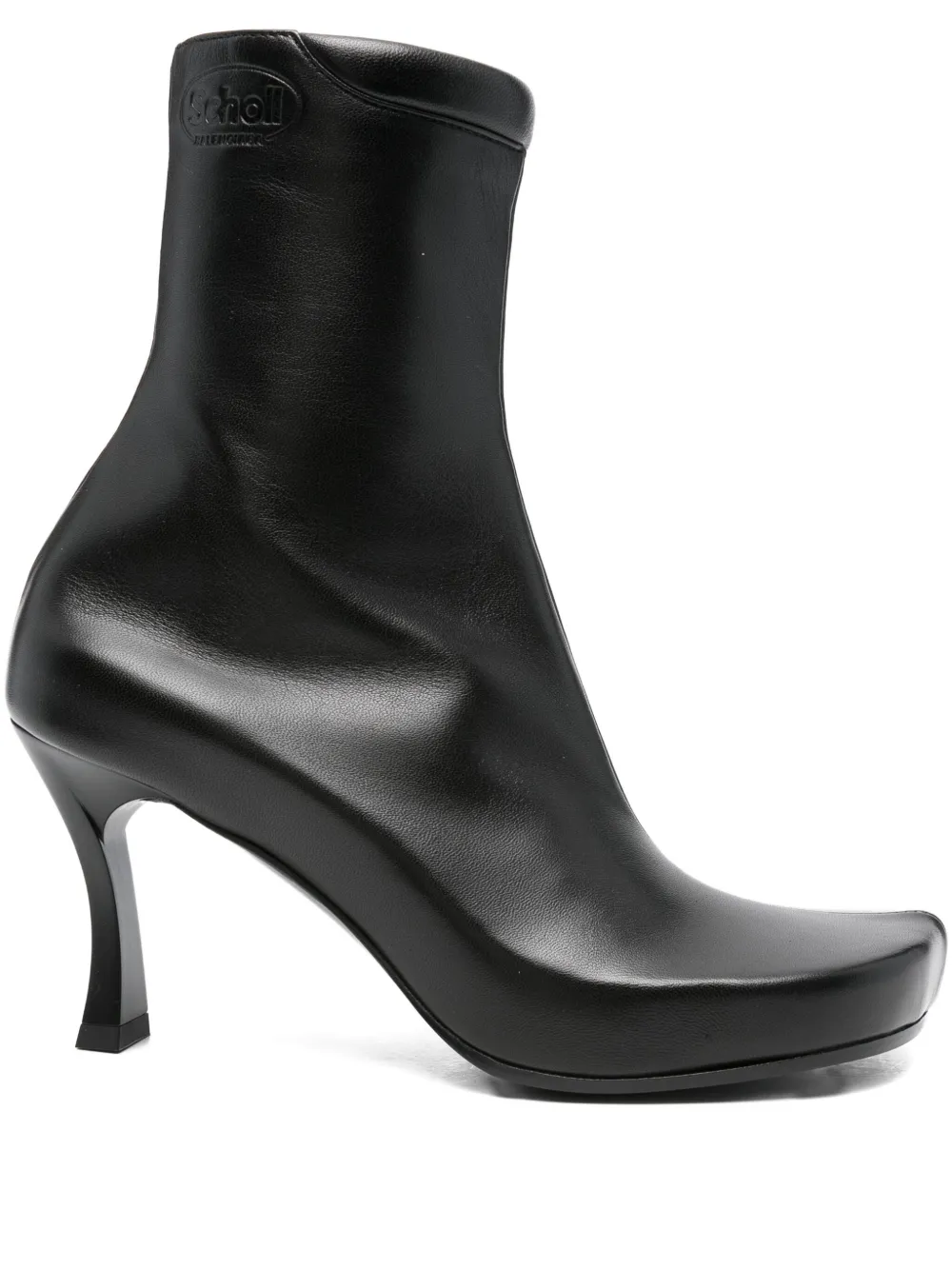 Balenciaga 75mm leather square-toe boots Zwart