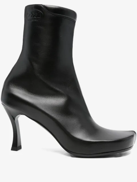 x Scholl leather square-toe boots