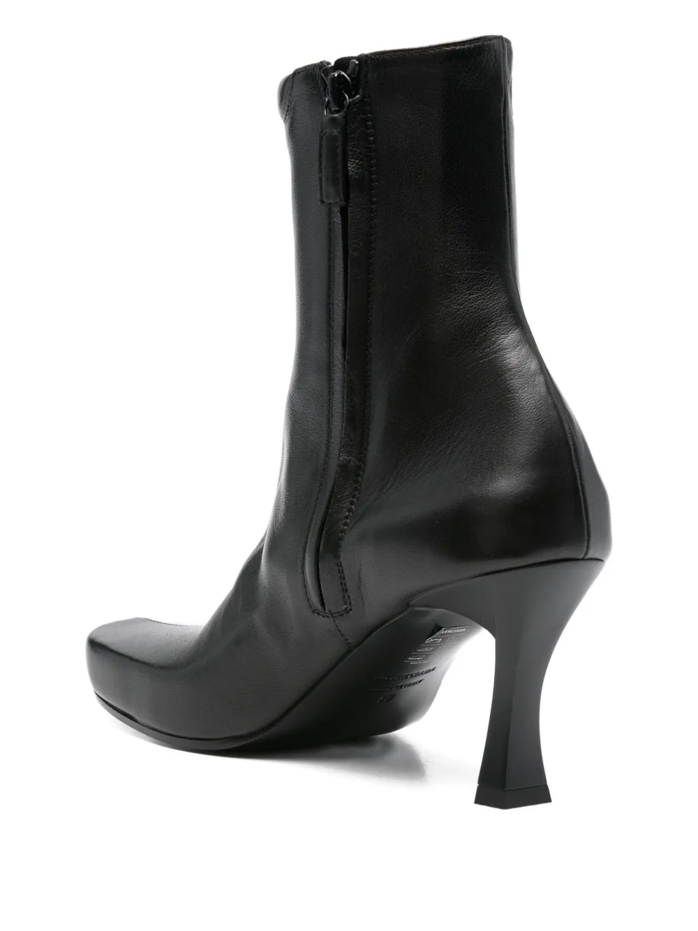 Balenciaga 75mm Leather Square-toe Boots In Black