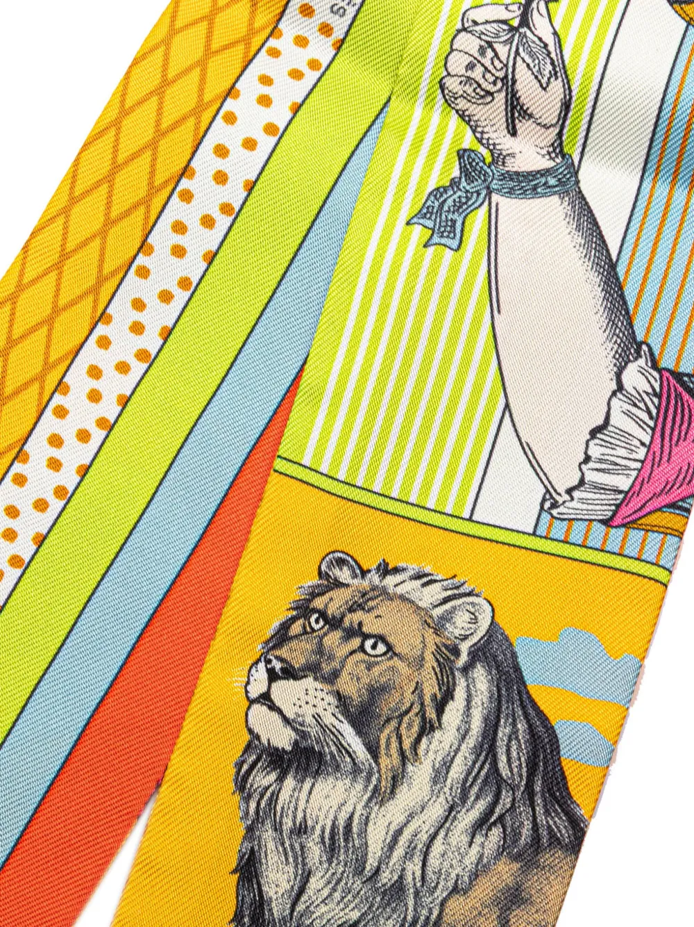 Pre-owned Hermes 2000-2024 Grand Theatre Nouveau Silk Twilly Scarf Scarves In Yellow