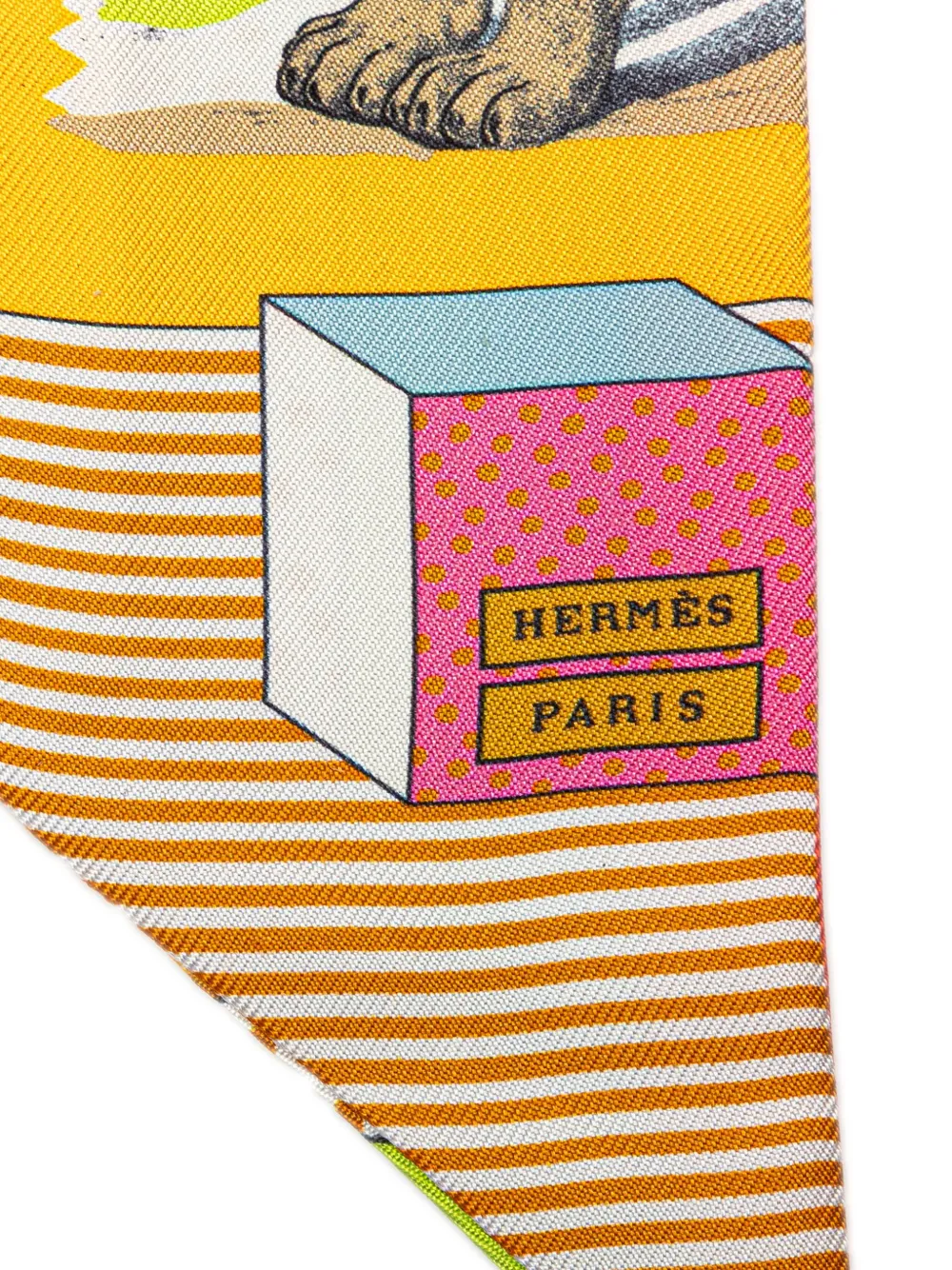 Pre-owned Hermes 2000-2024 Grand Theatre Nouveau Silk Twilly Scarf Scarves In Yellow