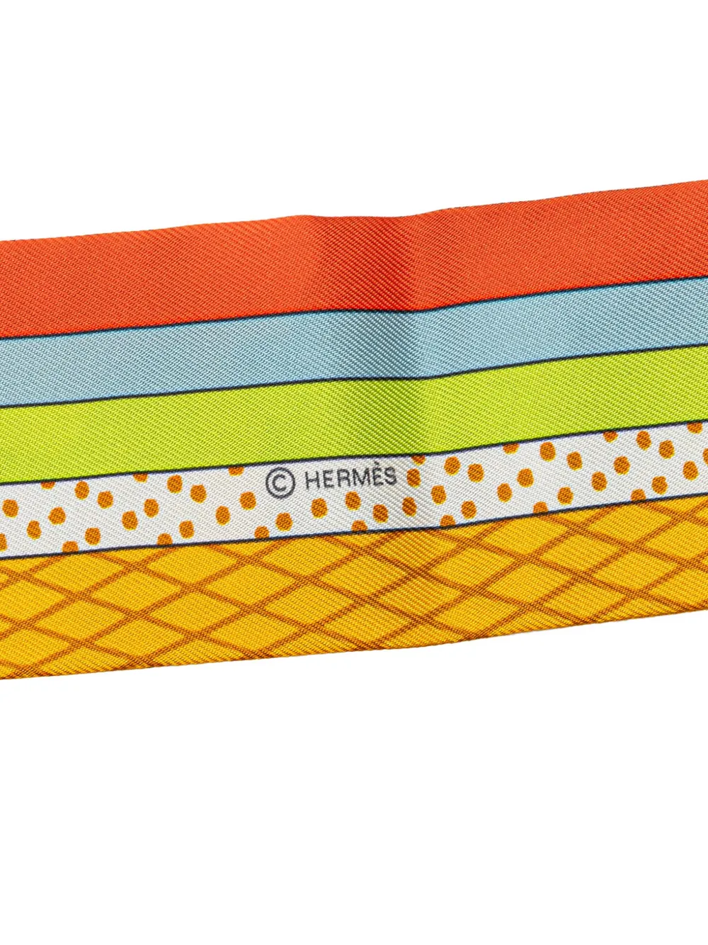 Pre-owned Hermes 2000-2024 Grand Theatre Nouveau Silk Twilly Scarf Scarves In Yellow