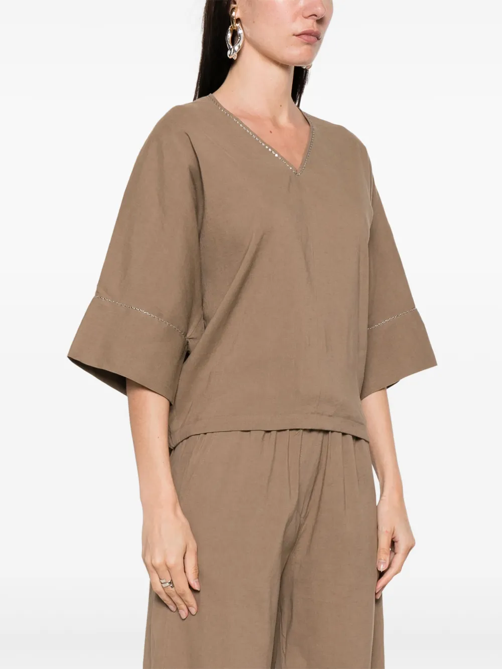 Fabiana Filippi Blouse met schakelkettingdetail Bruin