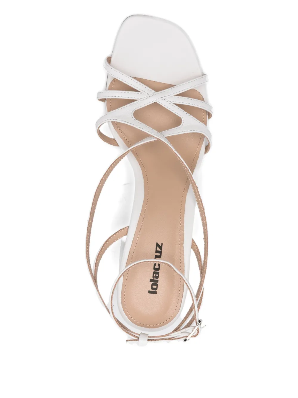 Lola Cruz 95 mm Angela sandalen met gekruiste bandjes Wit