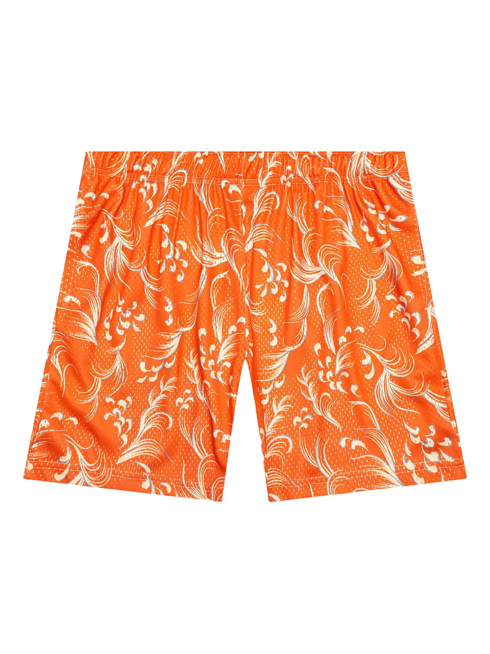 John Elliott Mesh-panel Printed Shorts In Orange