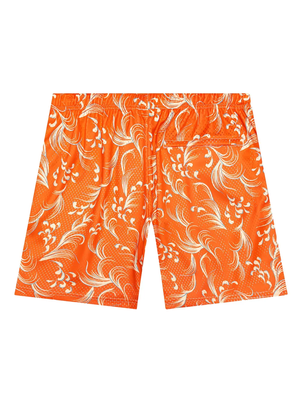 John Elliott Mesh-panel Printed Shorts In Orange