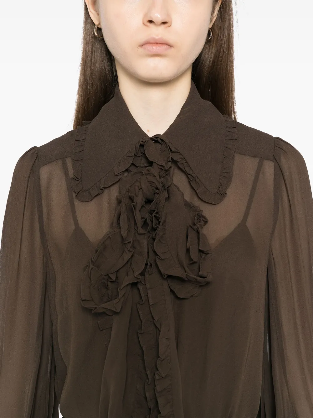 ZIMMERMANN Midi-jurk met ruches Bruin