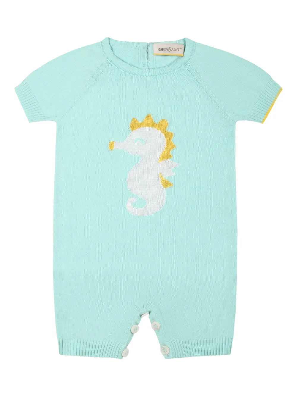 Gensami kids インターシャニット ロンパース - ブルー Gensami kids インターシャニット ロンパース - ブルー