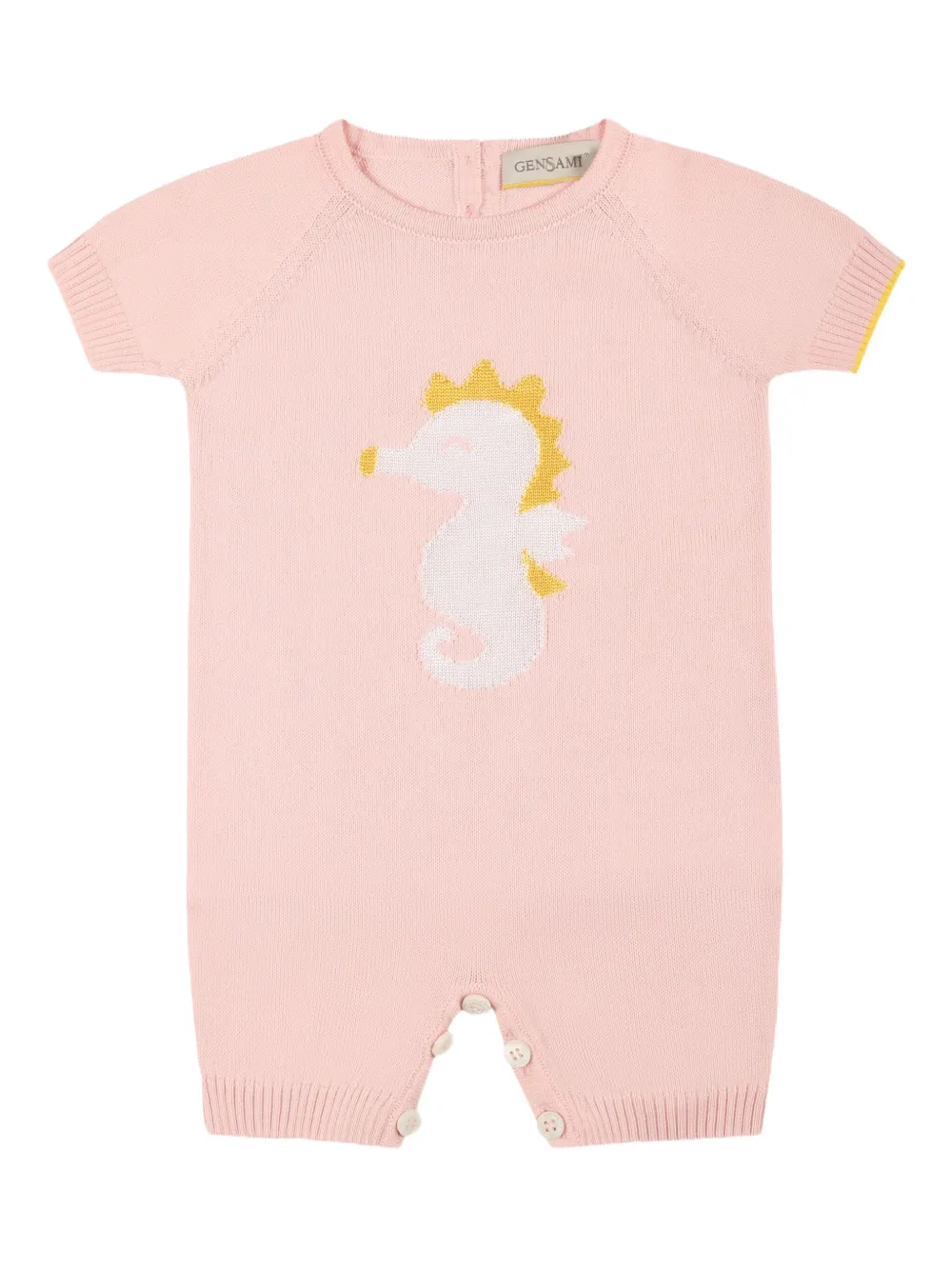 Gensami kids インターシャニット ロンパース - ピンク Gensami kids インターシャニット ロンパース - ピンク
