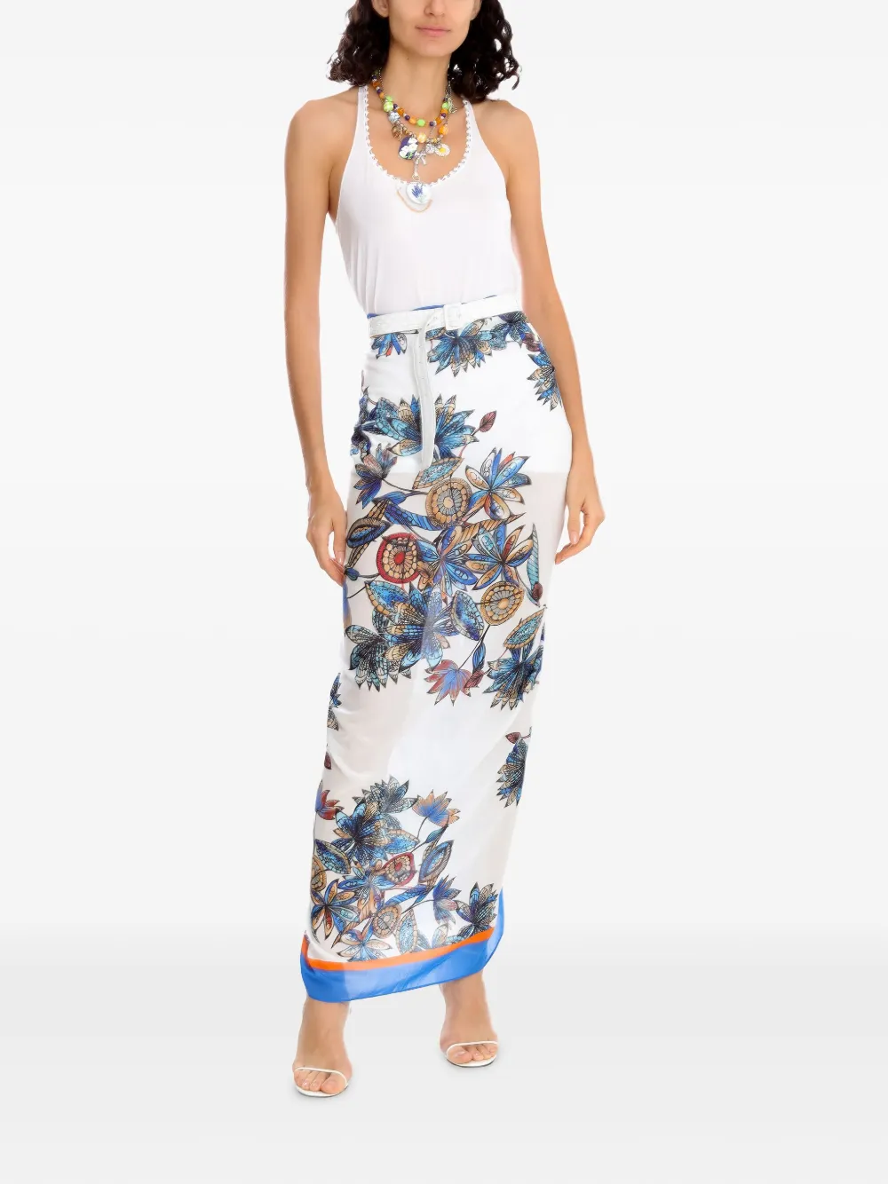 Amir Slama Pareo met bloemenprint Wit