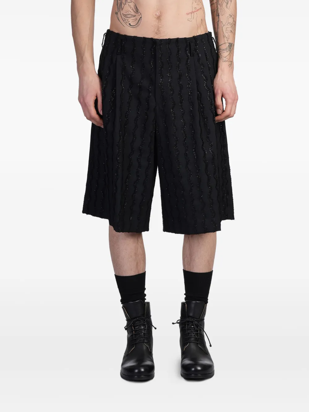 Comme des Garçons Homme Plus Wollen shorts Zwart