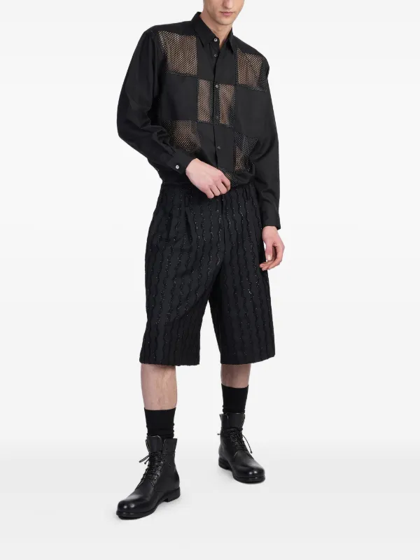 パンツ \"black comme des garcons\"wool shorts Black Comme Des Garçons layered-design Shorts | Black | FARFETCH